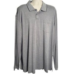 SADDLEBRED Gray & White Striped Polo Shirt With Pocket New With Tags Men's 2XLT